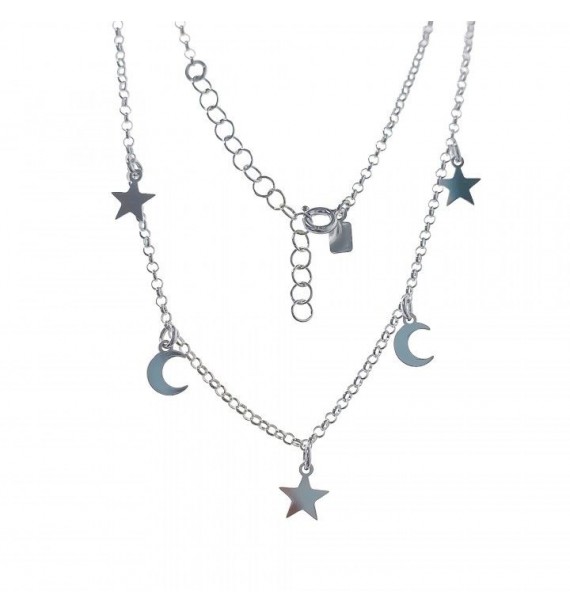 Gargantilla lunas y estrella colgando