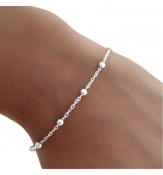 Pulsera cadena combinada bolitas