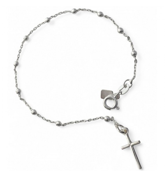 Pulsera rosario bolas 2.5mm cruz