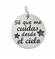 Colgante disco " sé que me cuidas desde el cielo"