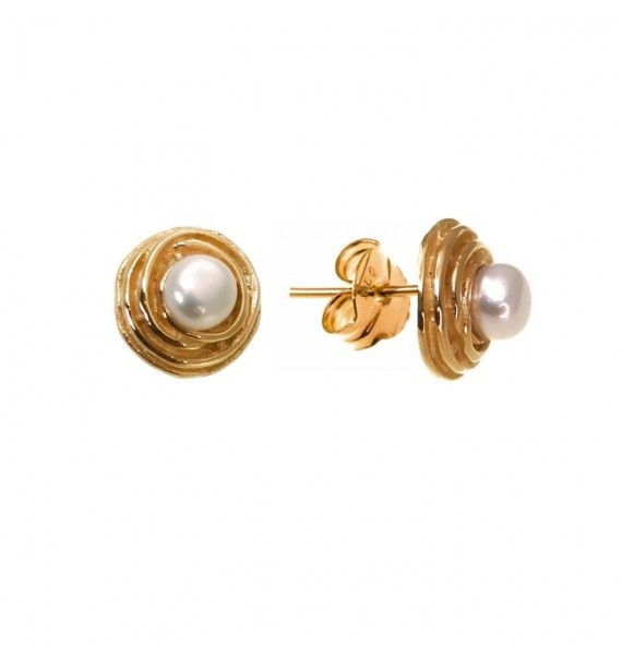 Pendiente chapado perla