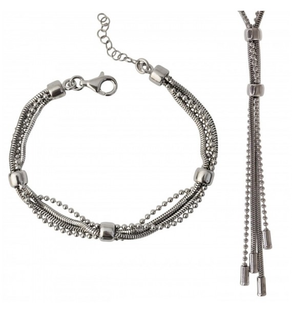 Juego gargantilla y pulsera rodiado