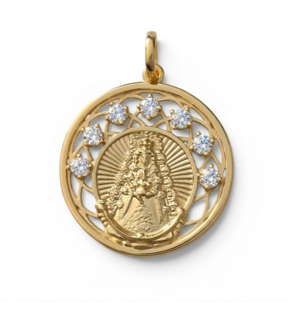 Medalla Virgen del Rocío chapada circonitas