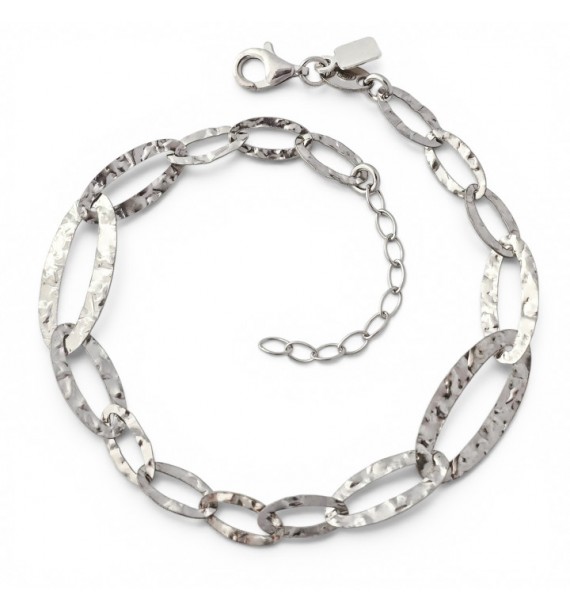 Pulsera rodio martilleada