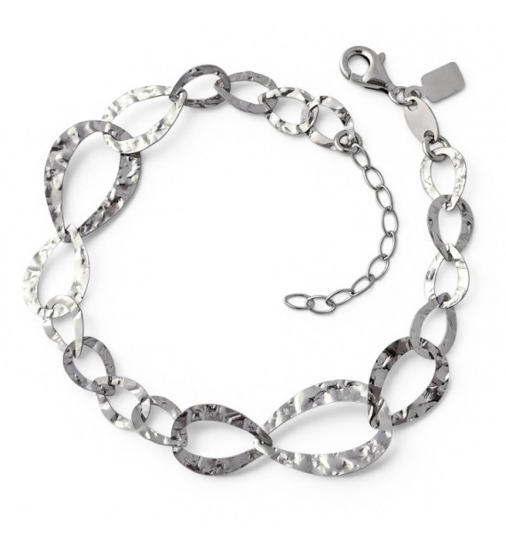 Pulsera rodio martilleada