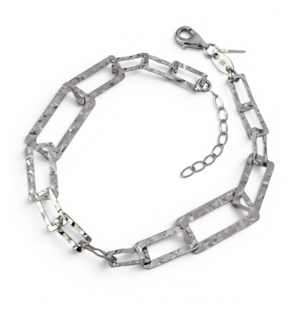 Pulsera rodio martilleada