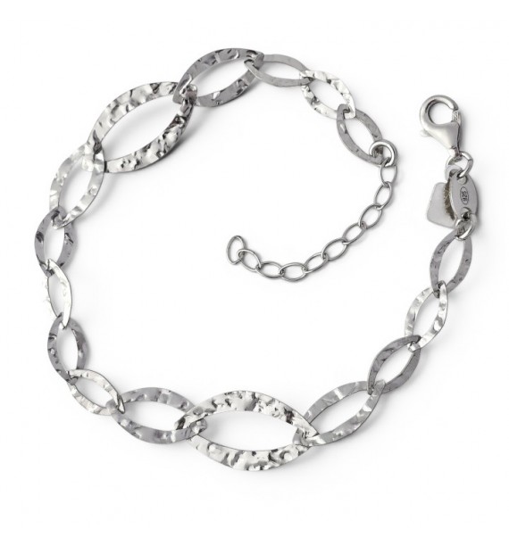 Pulsera rodio martilleada
