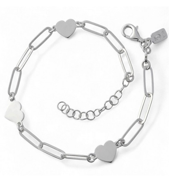 Pulsera cadena forzada corazones