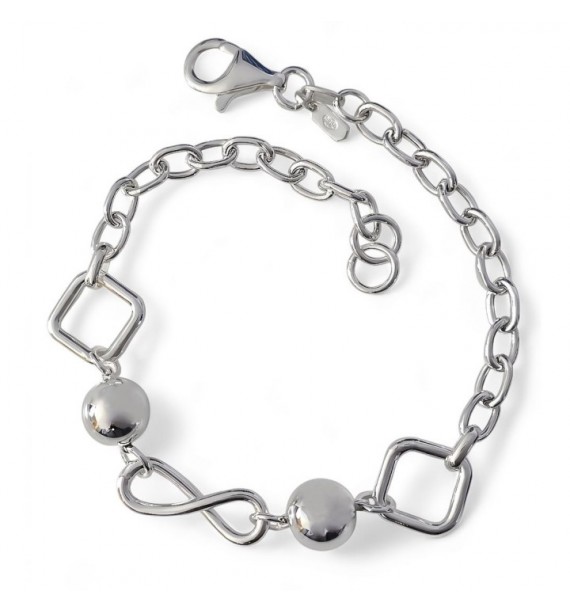 Pulsera bolas infinitos rombos