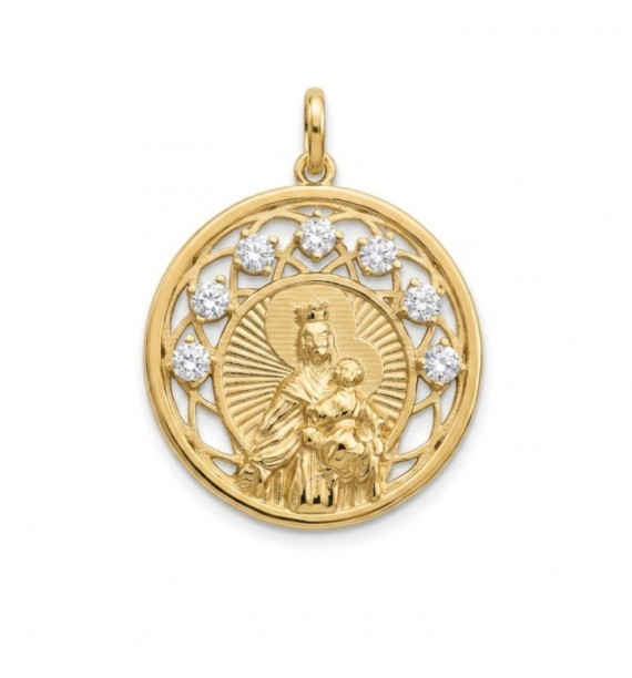 Medalla Virgen del Carmen chapada circonitas