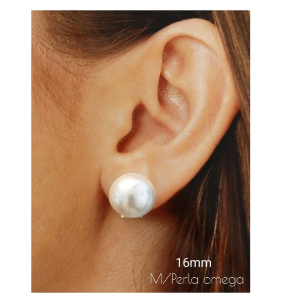 Pendiente m/perla omega 16mm
