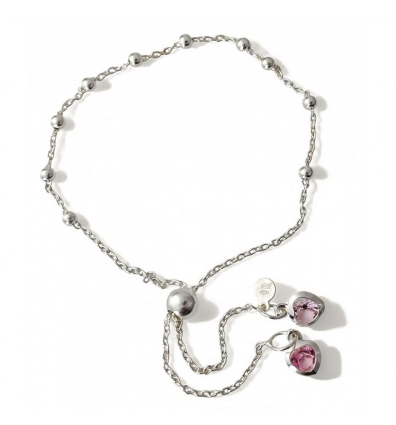 Pulsera adaptable bolas corazones piedra