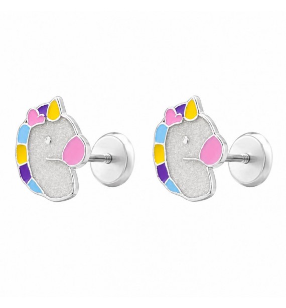Pendiente infantil unicornio esmalte