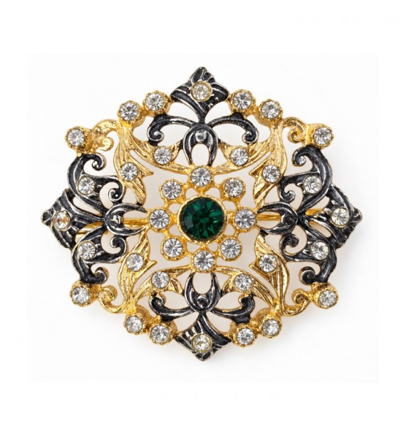 Broche bicolor piedra color