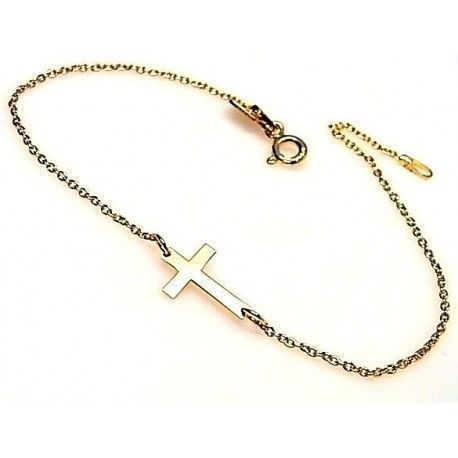 Pulsera cruz pequeña chapada